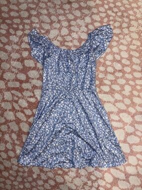 Light Blue Floral Dress - Off the Shoulder (Girls 8)